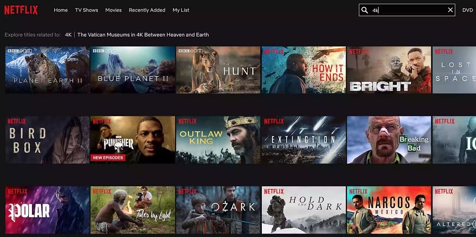 peliculas en 4k en Netflix