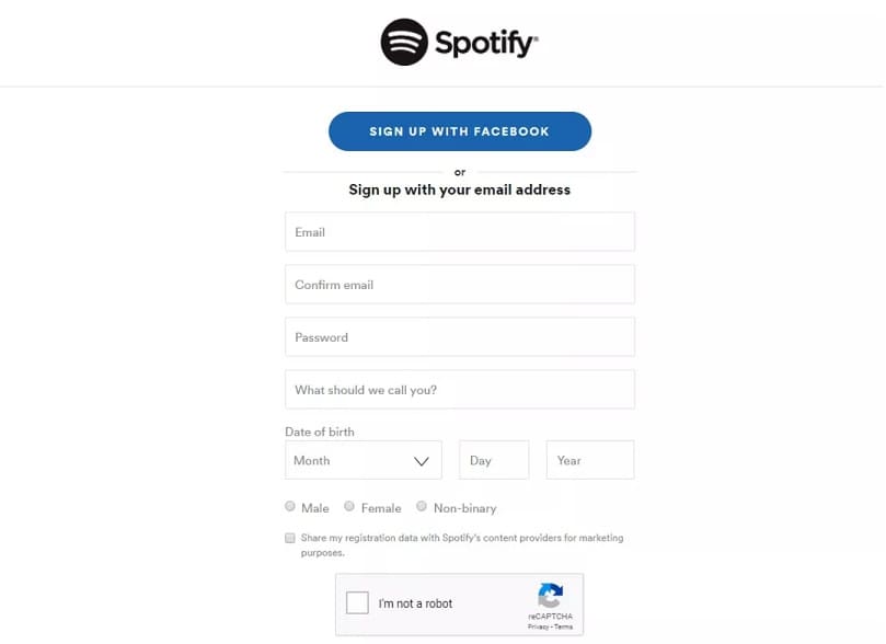 registrarse en spotify