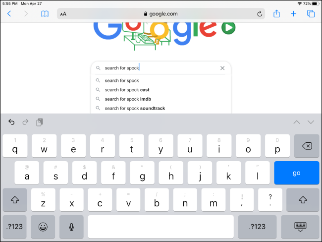 Usar el teclado en pantalla del iPad para buscar en Google