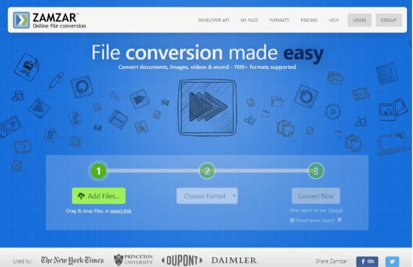 Zamzar, Servicio gratuito de conversión de archivos en línea