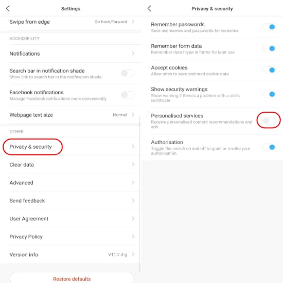 Disable ads in Xiaomi MIUI Browser