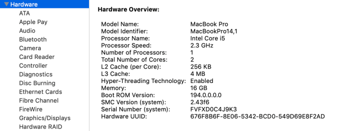 Visión general del hardware de Mac