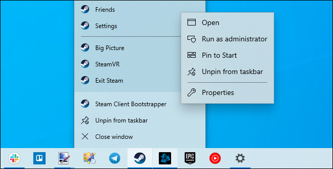 Abre la ventana Propiedades del acceso directo de Steam