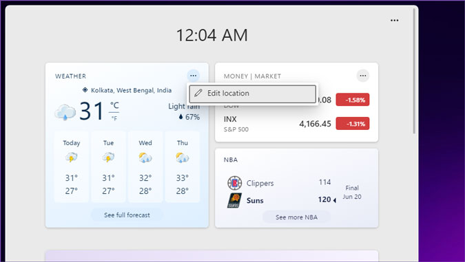 editar la ubicación del clima en los widgets de Windows 11
