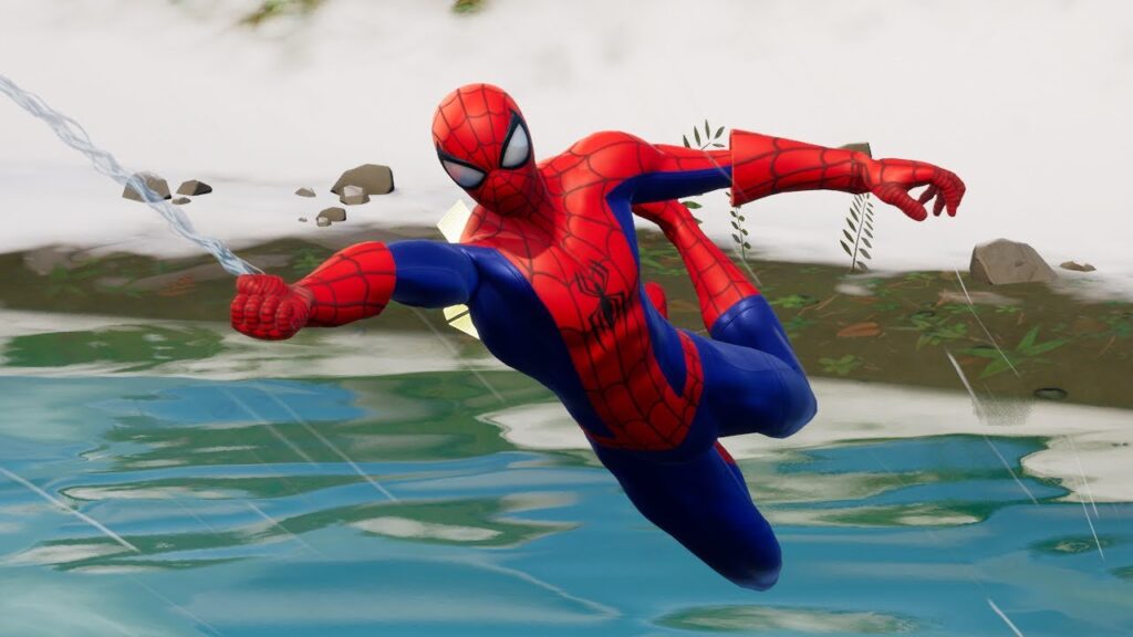 Spider-Man balanceándose en Fortnite