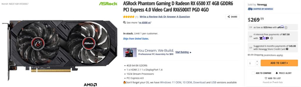 AMD Radeon RX 6500 XT todavia en stock la GPU