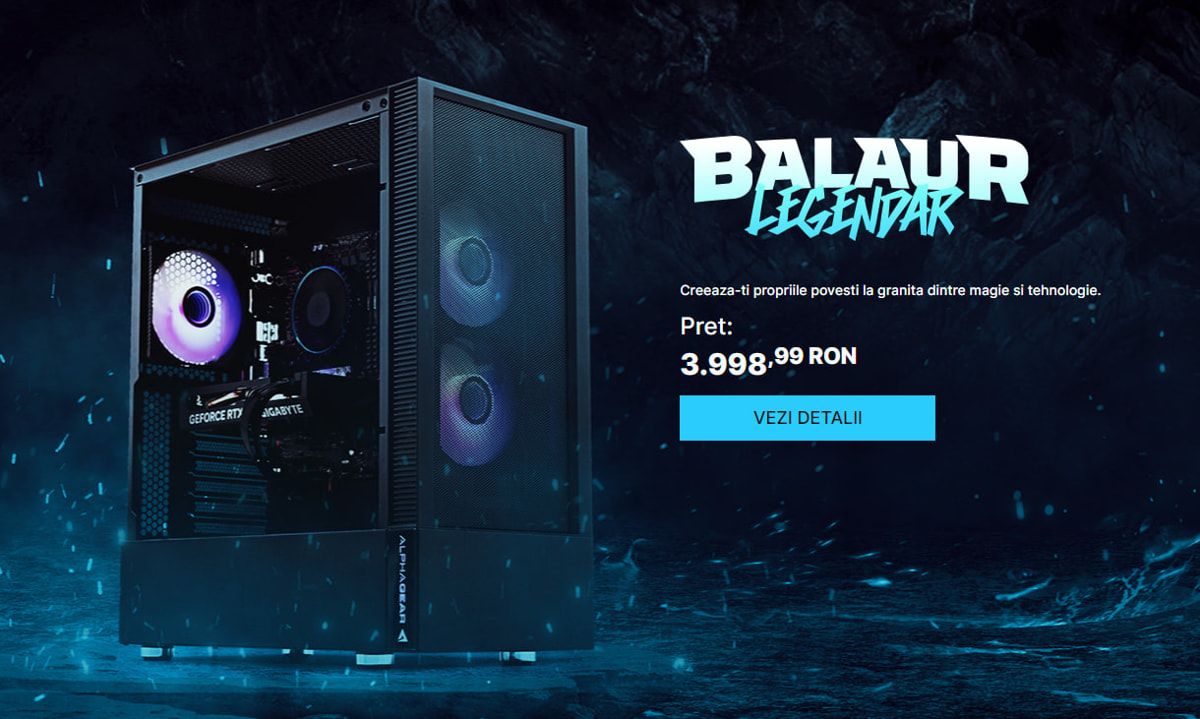 Oferta de verano: PC Gaming BALAUR Legendary con Intel i5 y RTX 4060 por 3998 RON